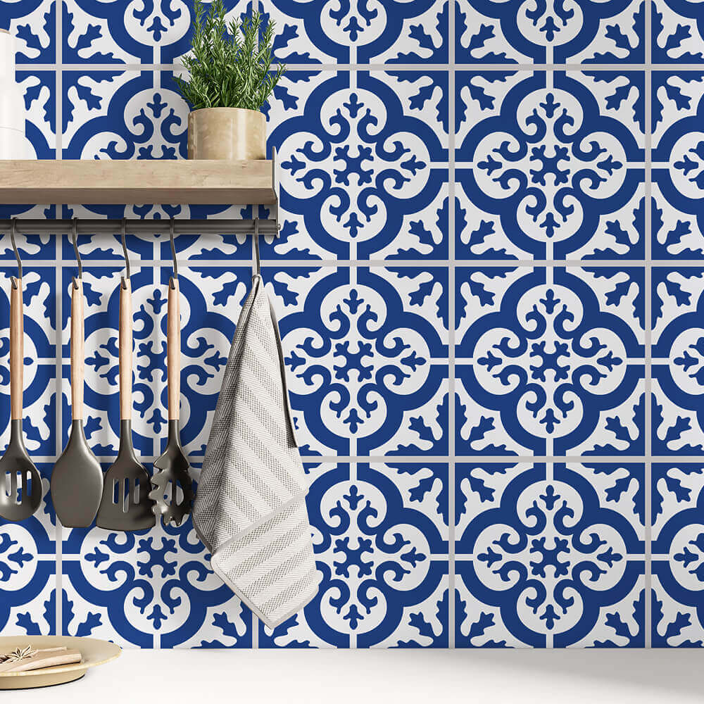 Kakeldekor marockansk 2 blå - Dekortorget
