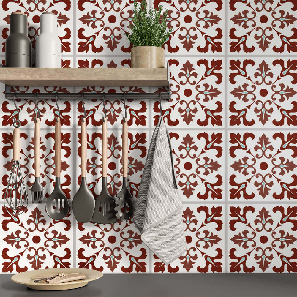 Kakeldekor marockansk 3 röd - Dekortorget