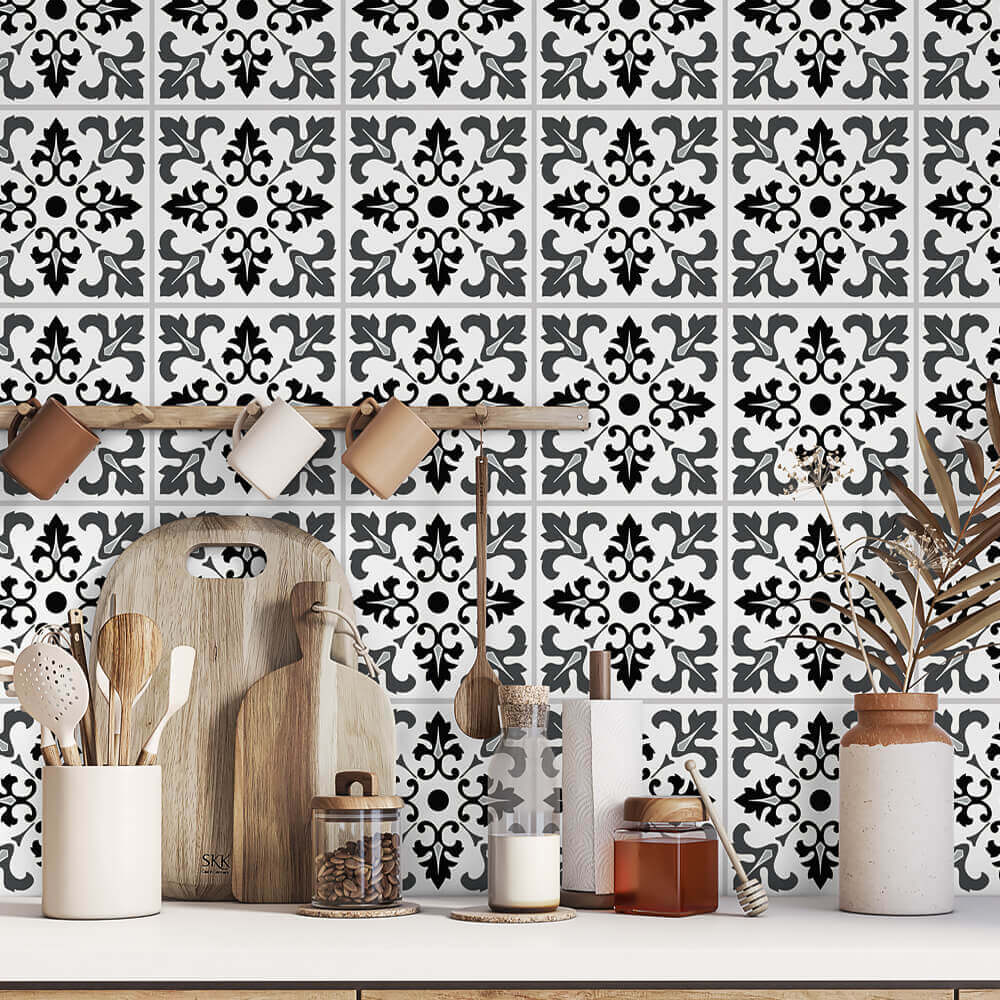 Kakeldekor marockansk 3 svart - Dekortorget