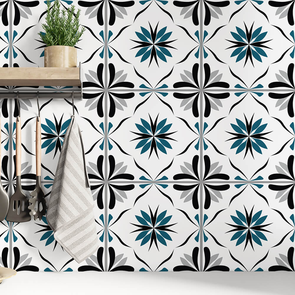Kakeldekor marockansk 4 petrol - Dekortorget
