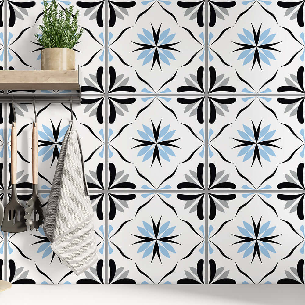 Kakeldekor marockansk 4 ljusblå - Dekortorget