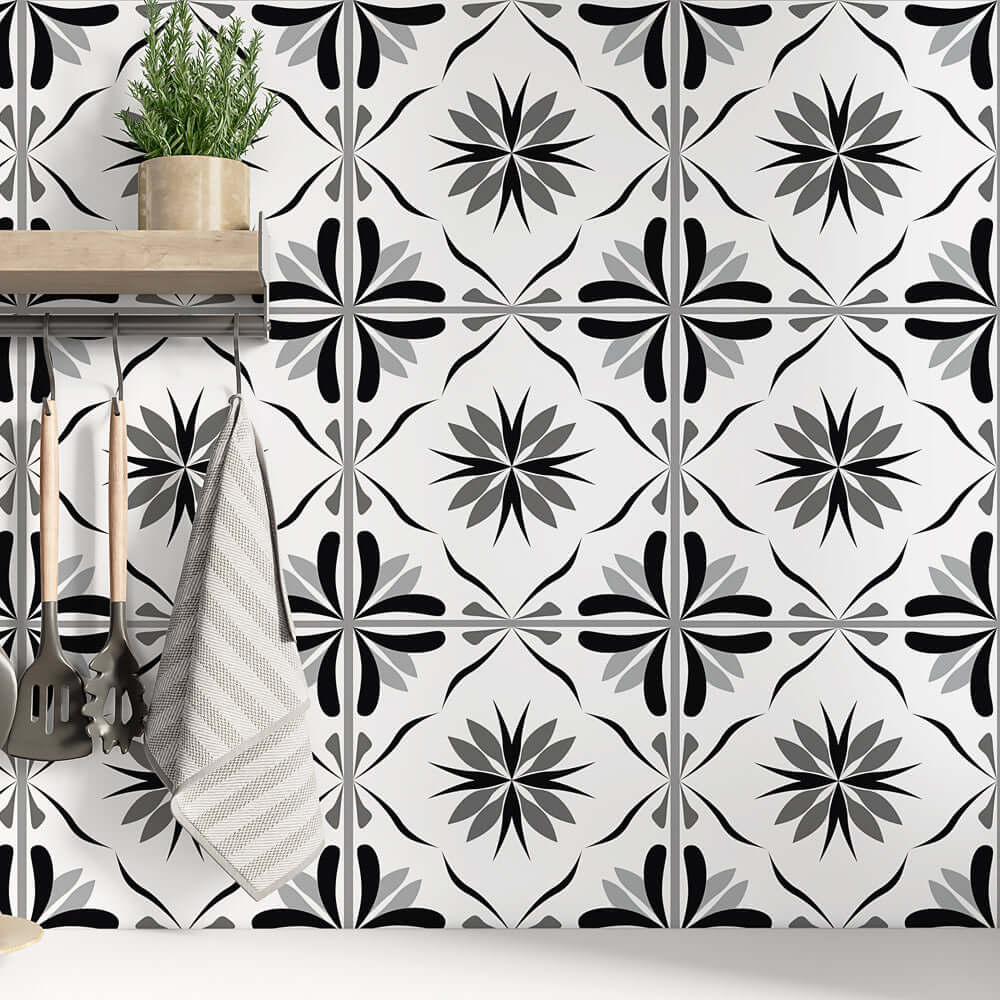 Kakeldekor marockansk 4 grå - Dekortorget