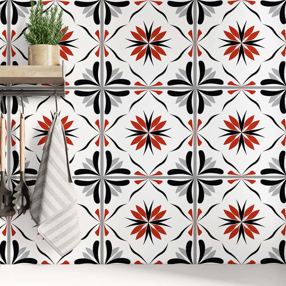 Kakeldekor marockansk 4 röd - Dekortorget