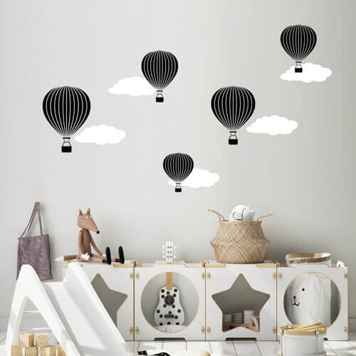 Väggdekor Luftballonger Svart - Dekortorget