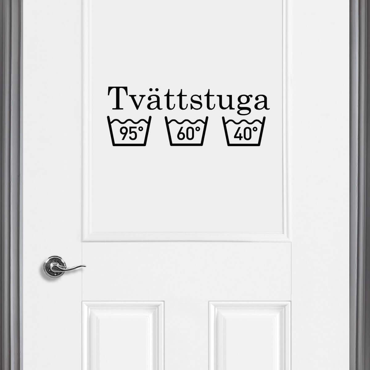 Väggord tvättstuga med tvättsymboler