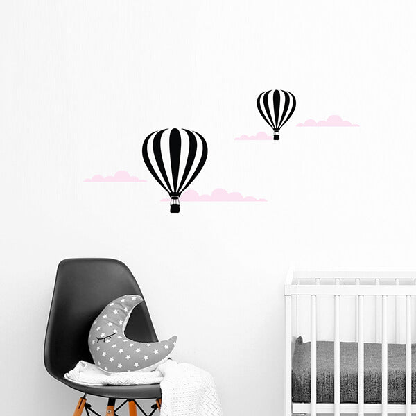 Väggdekor Moln & luftballong rosa - Dekortorget