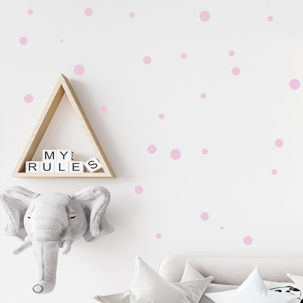 Väggdekor prickar ljusrosa - olika storlekar - Dekortorget