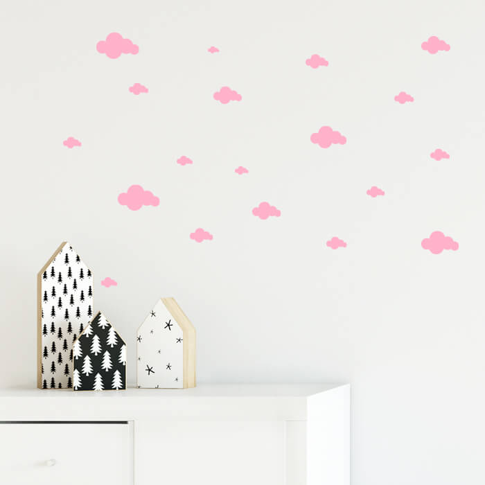Väggdekor moln rosa - olika storlekar