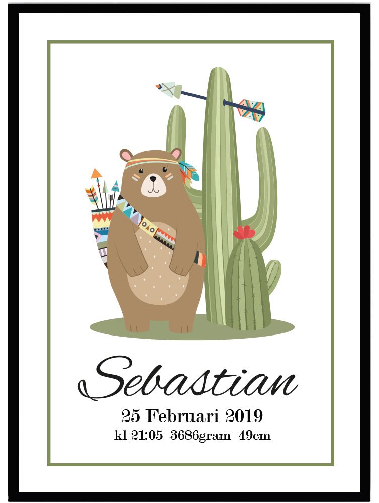 Namntavla Woodland björn - Dekortorget