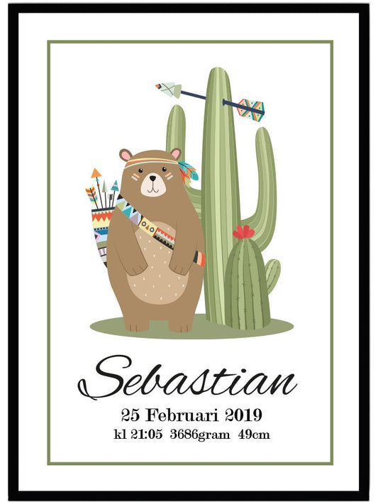 Namntavla Woodland björn - Dekortorget