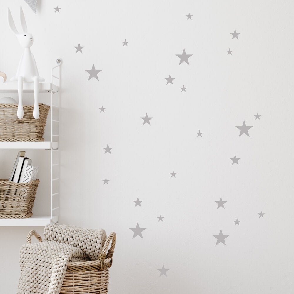 Väggdekor Stjärnor gråa - olika storlekar - Dekortorget
