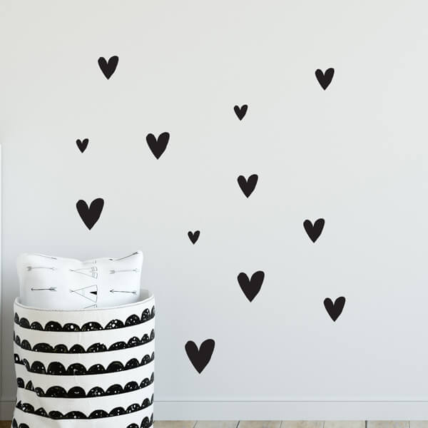 Väggdekor Handritade hjärtan - Dekortorget