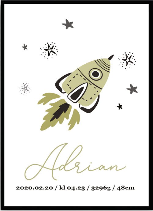 Namntavla Raket grön - Dekortorget