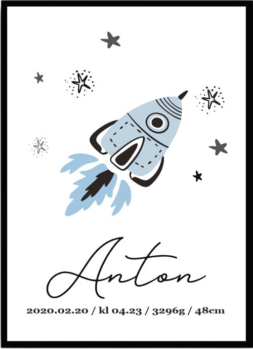 Namntavla Raket blå - Dekortorget