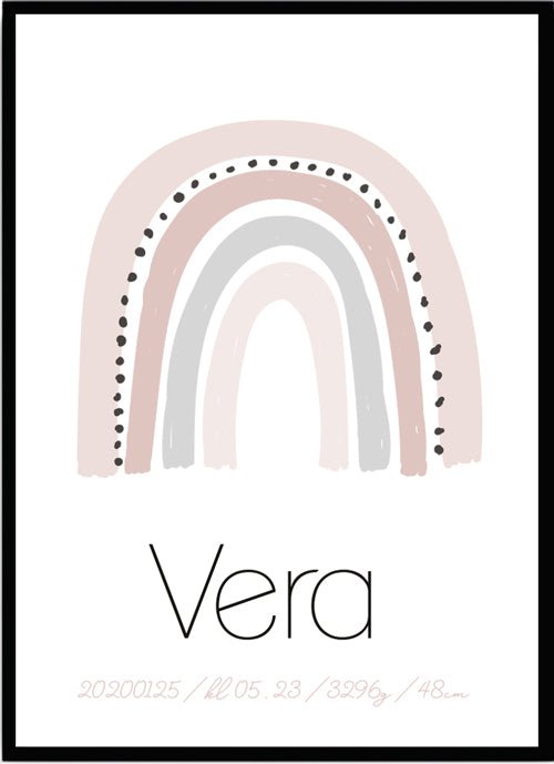 Namntavla Regnbåge rosa - Dekortorget