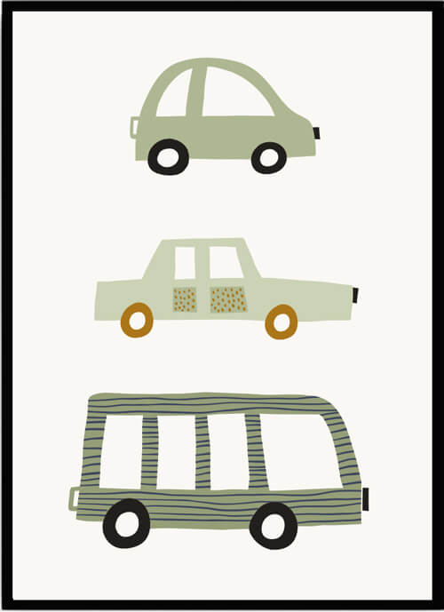 Poster bilar grön - Dekortorget