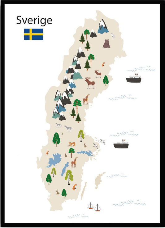Poster Sverigekarta natur - Dekortorget