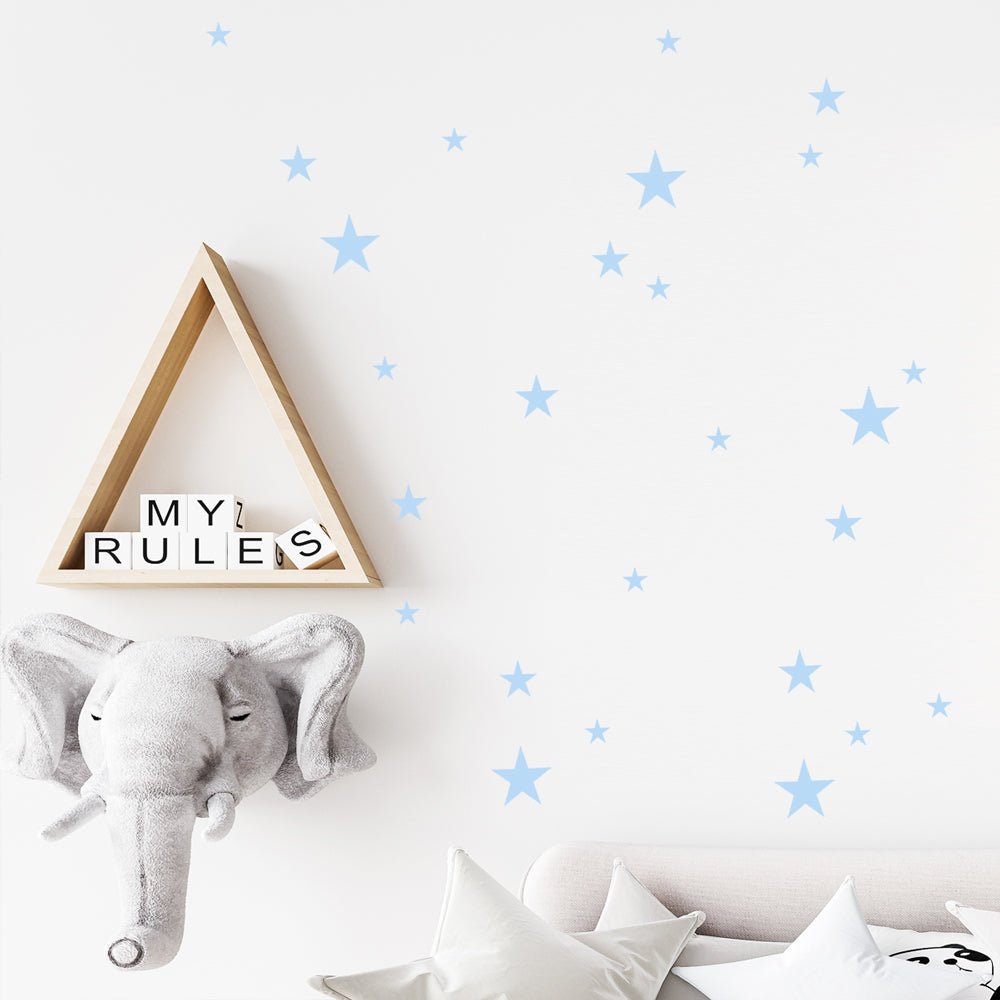 Väggdekor Stjärnor ljusblå - olika storlekar - Dekortorget