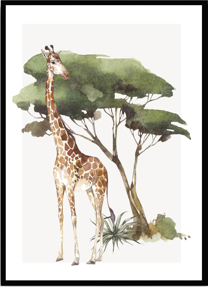 Poster Giraff savann - Dekortorget