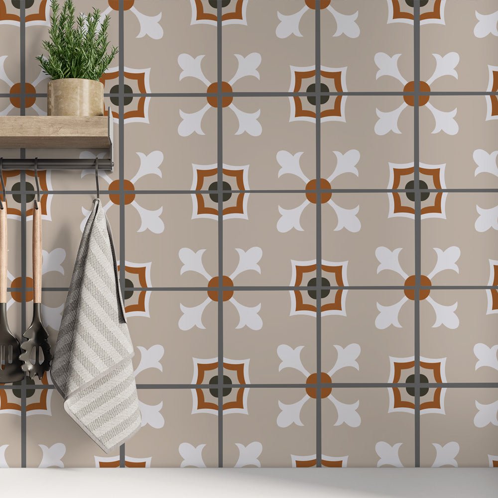 Kakeldekor marockansk beige & orange - Dekortorget