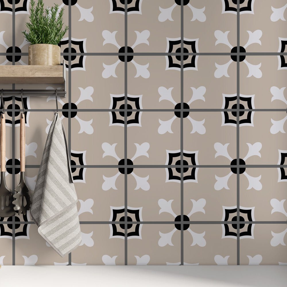 Kakeldekor marockansk beige & svart - Dekortorget