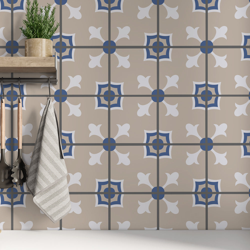 Kakeldekor marockansk beige & blå