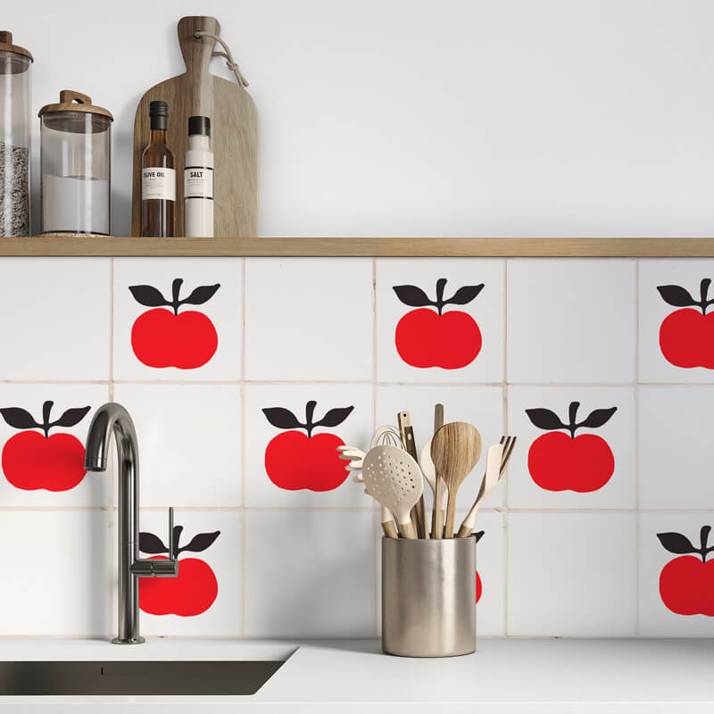 Kakeldekor röda äpplen - Dekortorget