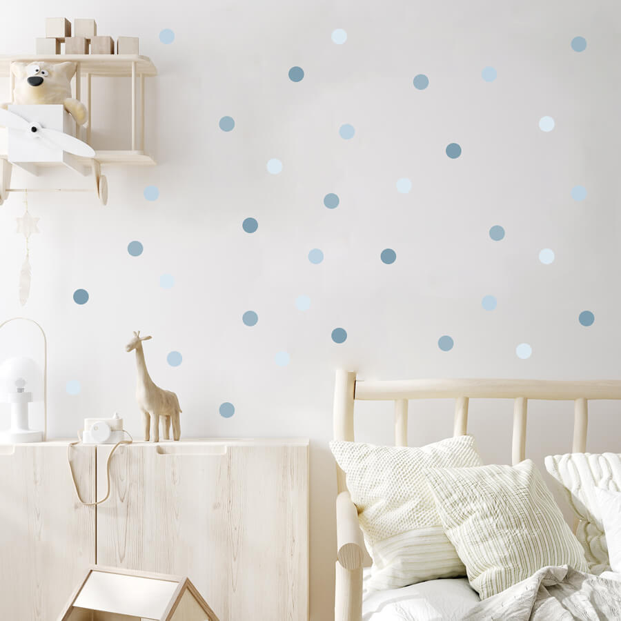 Väggdekor prickar mixade blå - Dekortorget