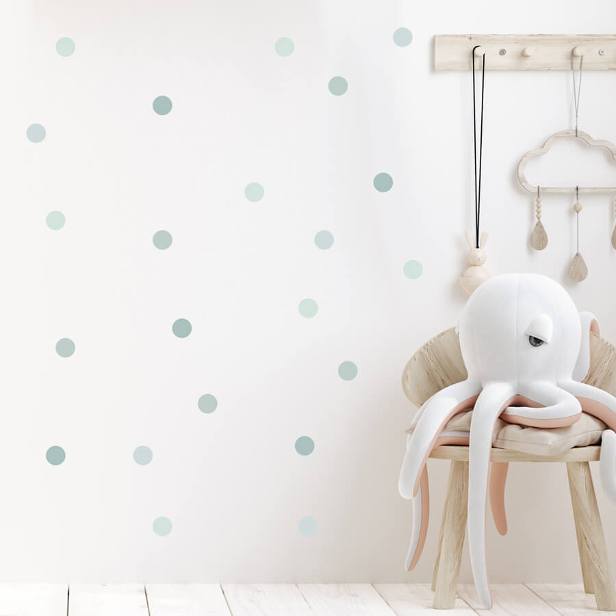 Väggdekor prickar mixade mint - Dekortorget