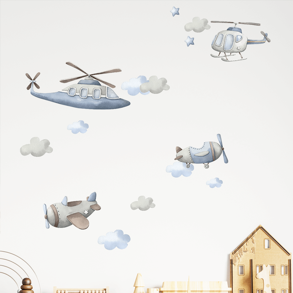 Väggdekor flygplan & helikopter - Dekortorget