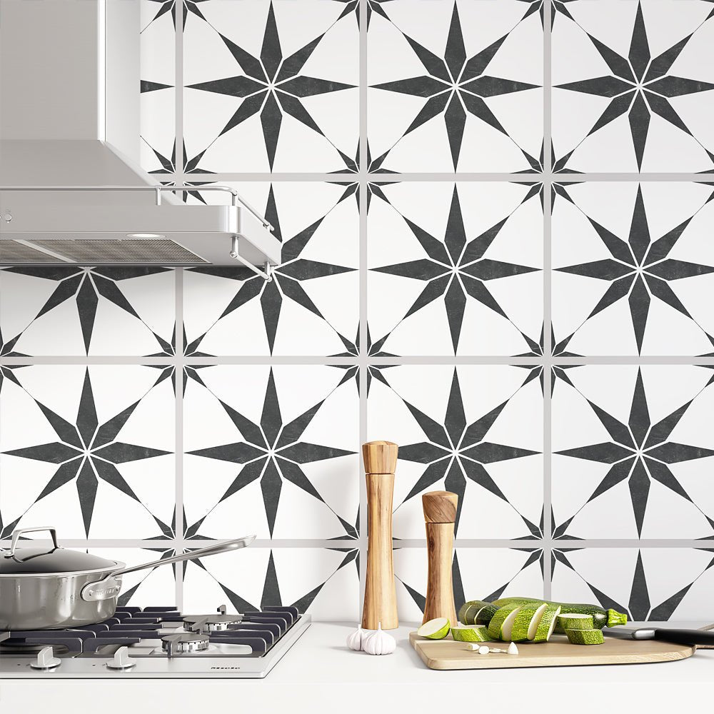 Kakeldekor stjärna svart - Dekortorget