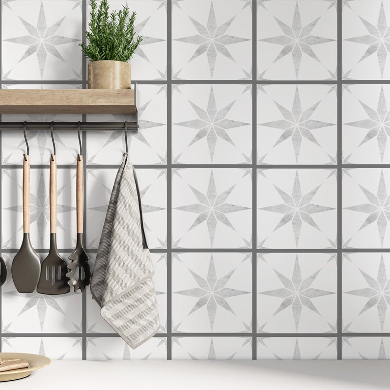 Kakeldekor stjärna grå - Dekortorget