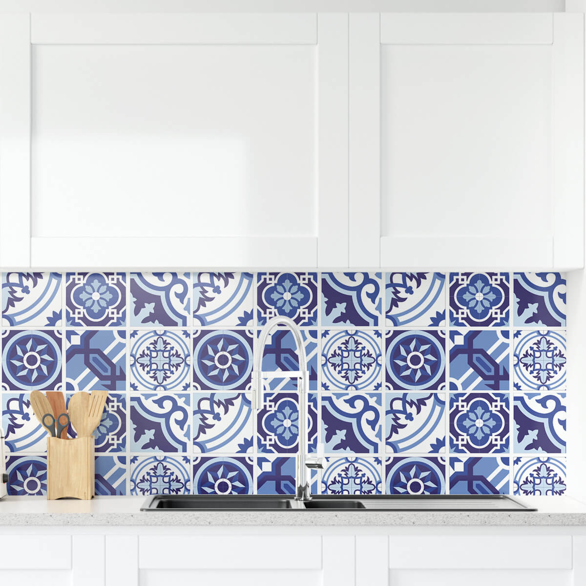 Kakeldekor mix blå - Dekortorget