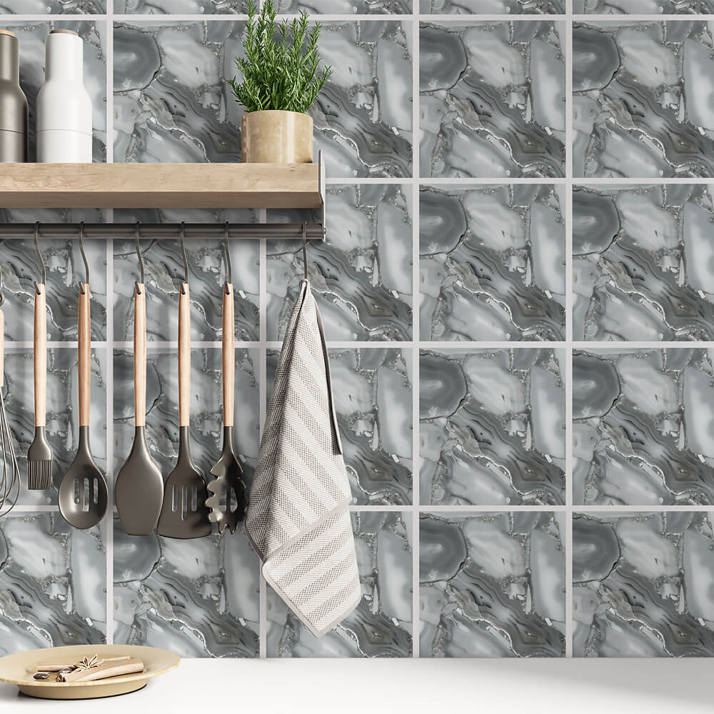 Kakeldekor sten grå mönstrad - Dekortorget