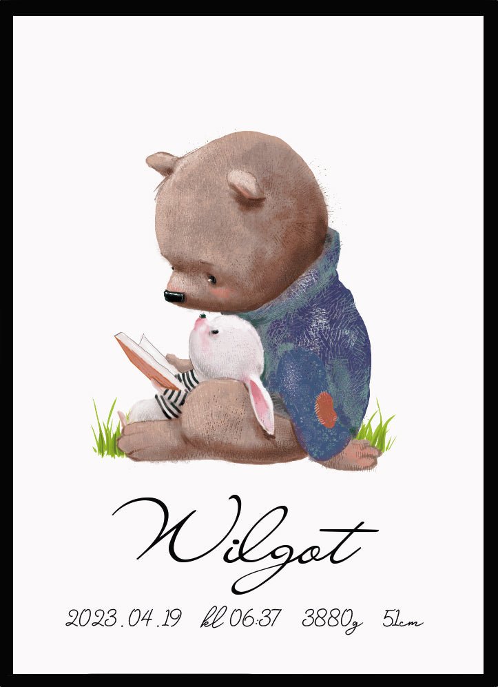 Namntavla Läsande björn & kanin - Dekortorget