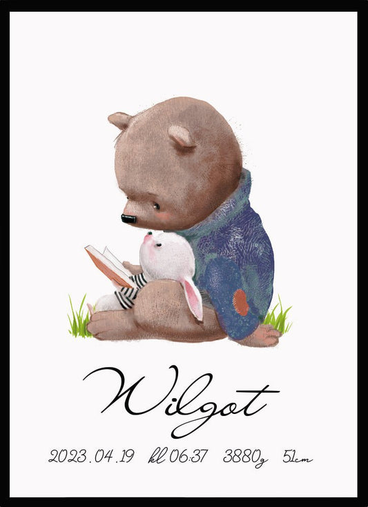 Namntavla Läsande björn & kanin - Dekortorget