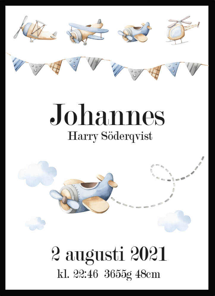 Namntavla Flygplan - Dekortorget