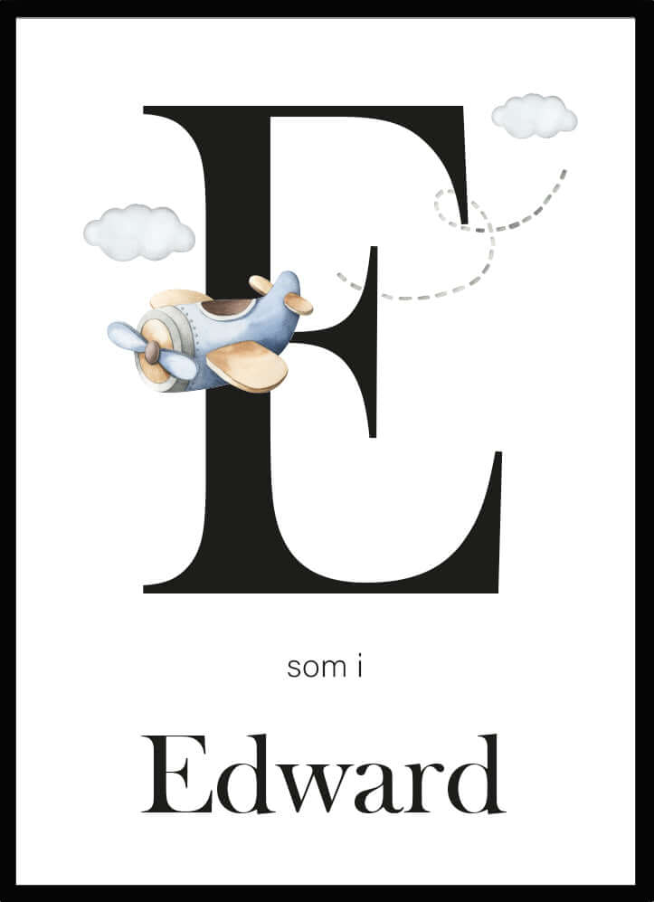 Namntavla Bokstav med flygplan - Dekortorget