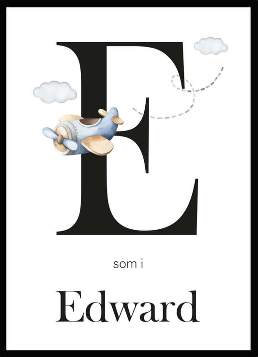 Namntavla Bokstav med flygplan - Dekortorget