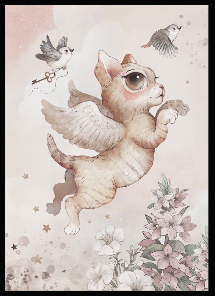 Poster flying cat - Dekortorget