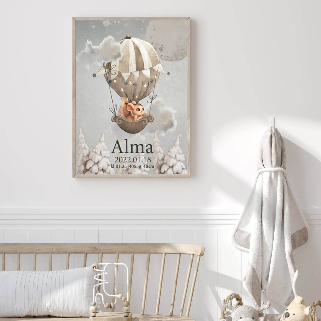 Namntavla Flying an air balloon - Dekortorget