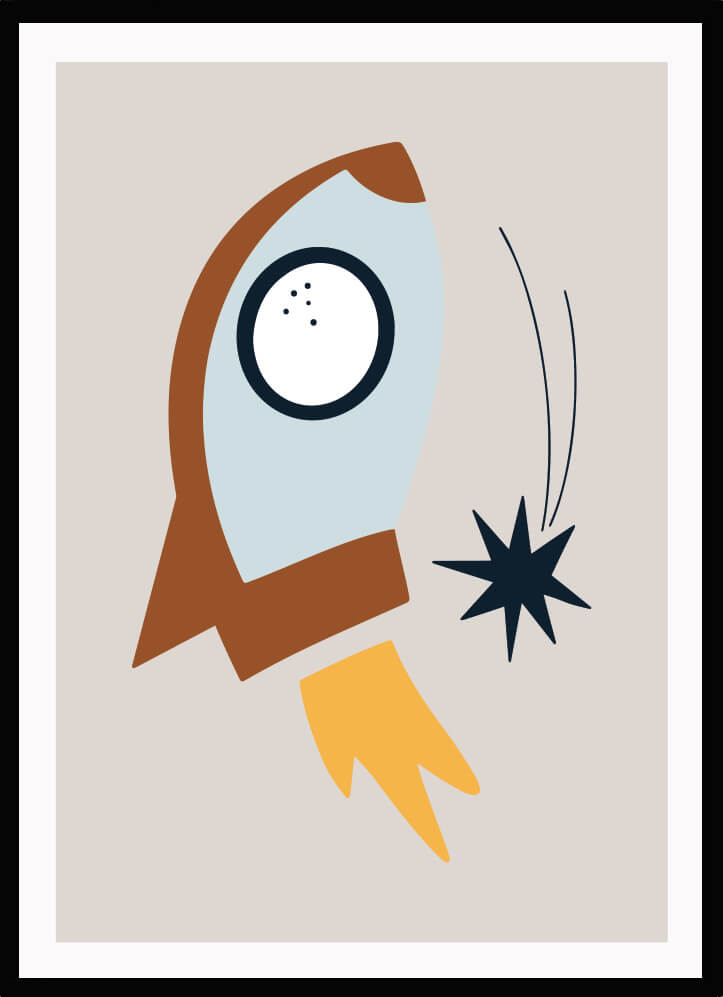 Poster till barnrum med en raket 3 - Dekortorget