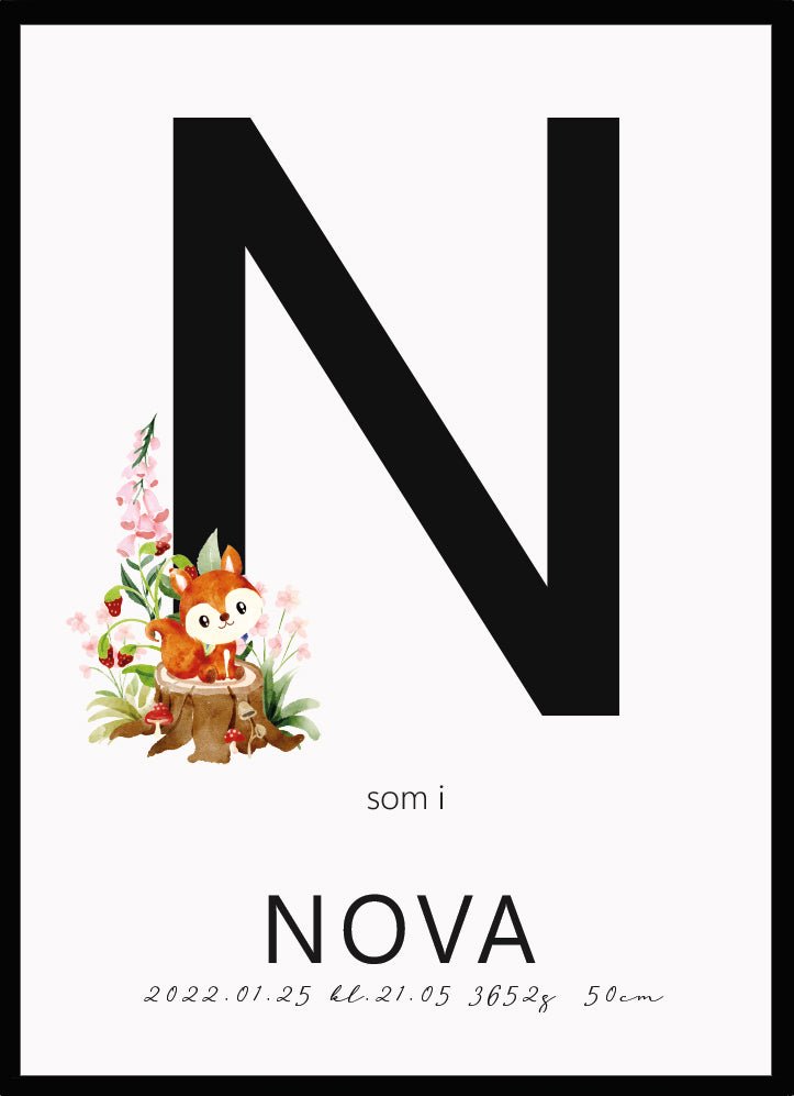 Namntavla Bokstav med räv - Dekortorget