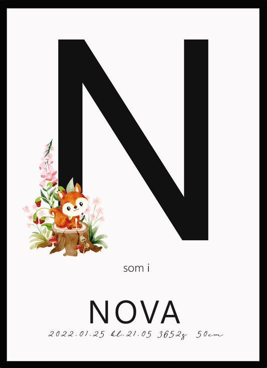 Namntavla Bokstav med räv - Dekortorget