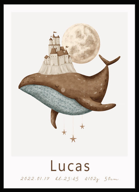 Namntavla Whale & moon - Dekortorget