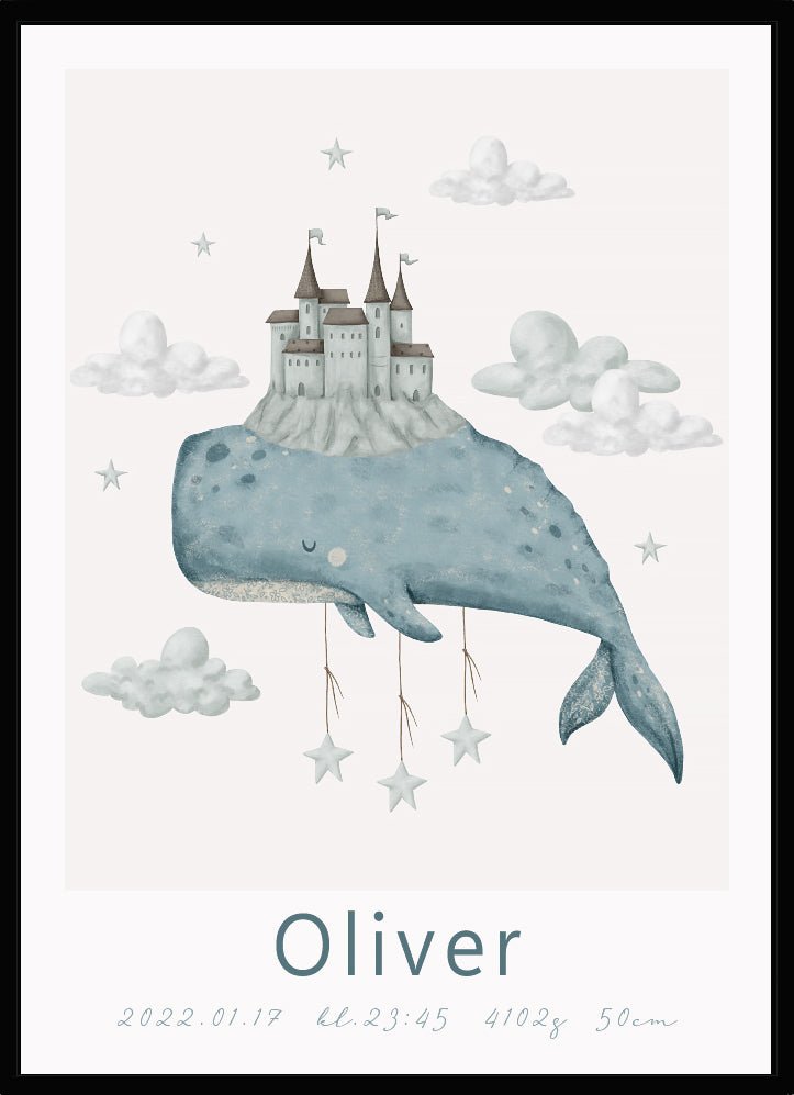 Namntavla Whale & castle - Dekortorget