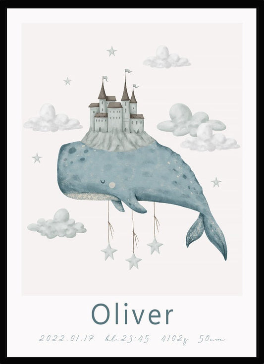 Namntavla Whale & castle - Dekortorget