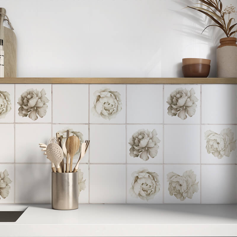 Kakeldekor pioner vit - Dekortorget