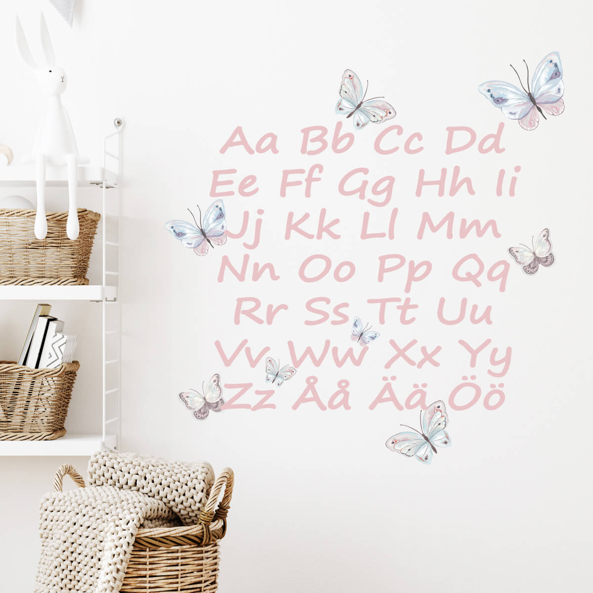 Väggdekor alfabet med fjärilar - Dekortorget