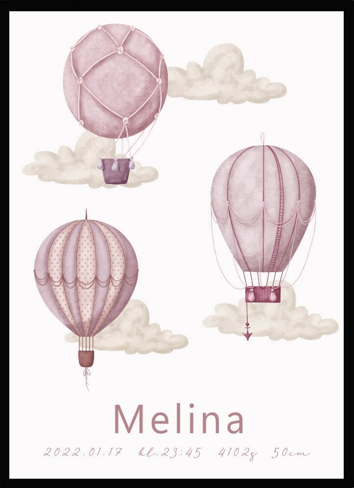 Namntavla luftballonger rosa